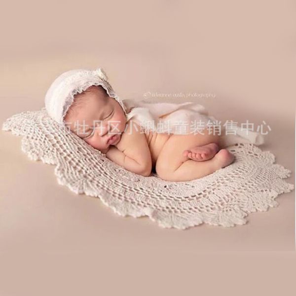 cerchio crochet pizzo coperta di cotone Newborn photography puntelli cesto strato neonato cesto di riempimento stuffer foto del bambino prop LJ201014