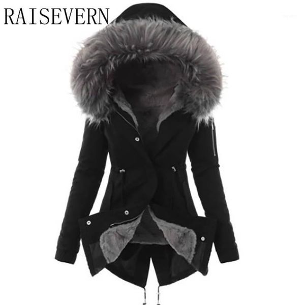 

women fall-winter parkas long sleeve solid hooded jacket thickening cotton warm female coat streetwear down parkas1, Black