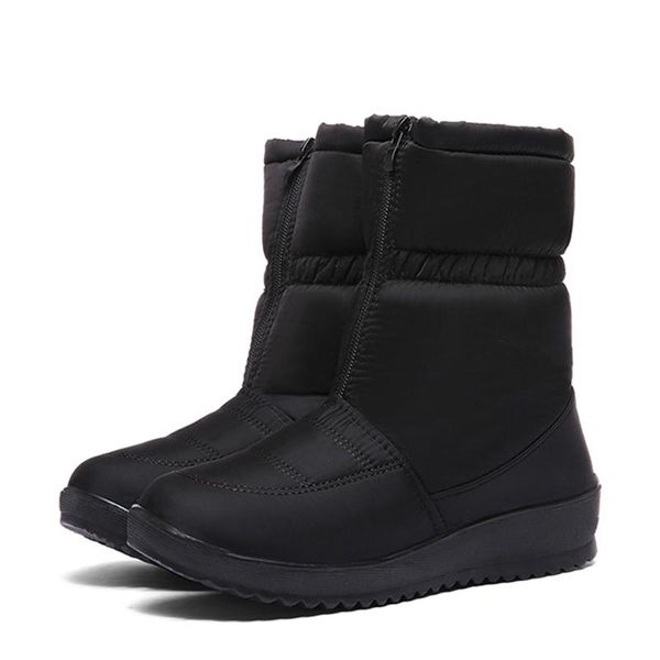 

зима комфортная теплый снег сапоги для женщин теплые пинетки открытый водонепроницаемый ботинки нескользящей обуви черный вина red-b5, Black