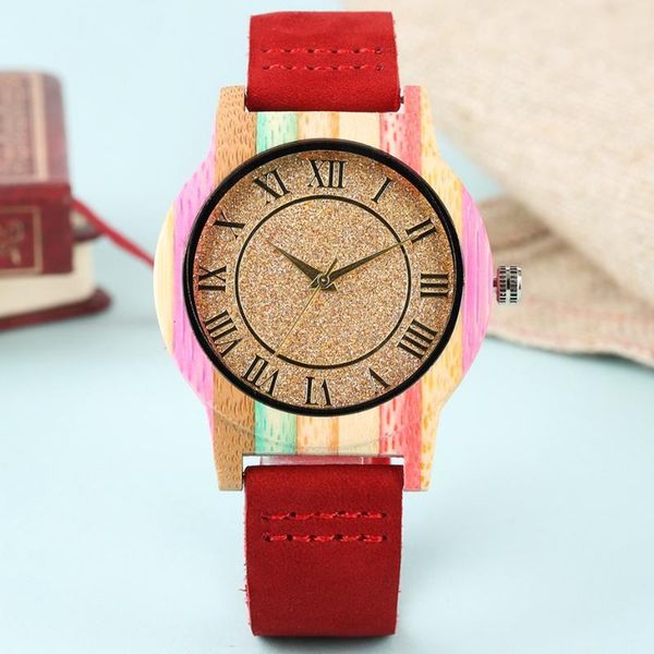 

fashion colorful wood watch creative bling sparkling dial clock man watch women quartz leather analog wrist watches, Silver