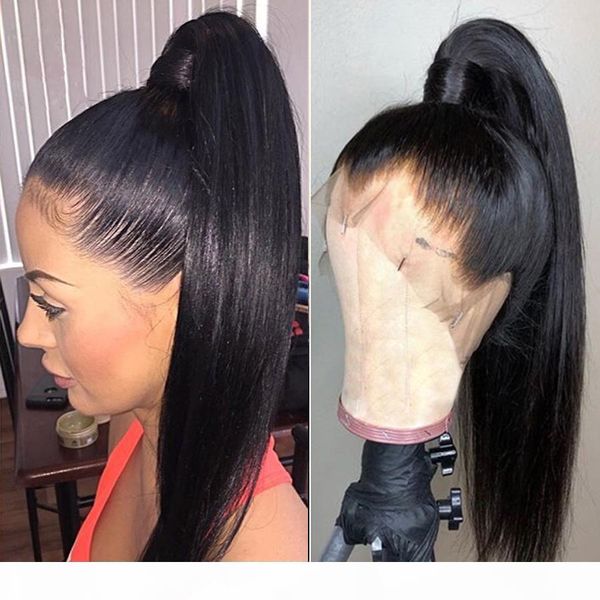 

human hair lace front wigs fake scalp 13x6 frontal long straight virgin brazilian hair swiss lace preplucked lacefront human hair wig, Black;brown