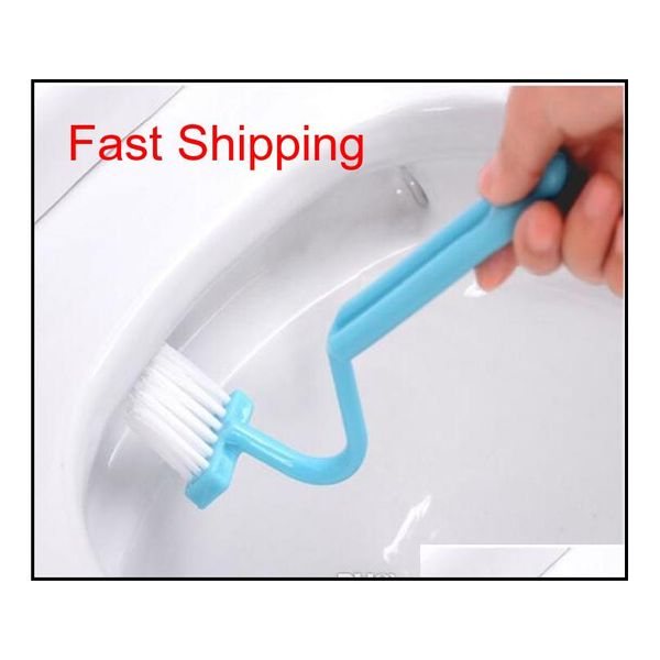 

portable toilet brush scrubber v type cleaner clean brush bent bowl handle tn9ba
