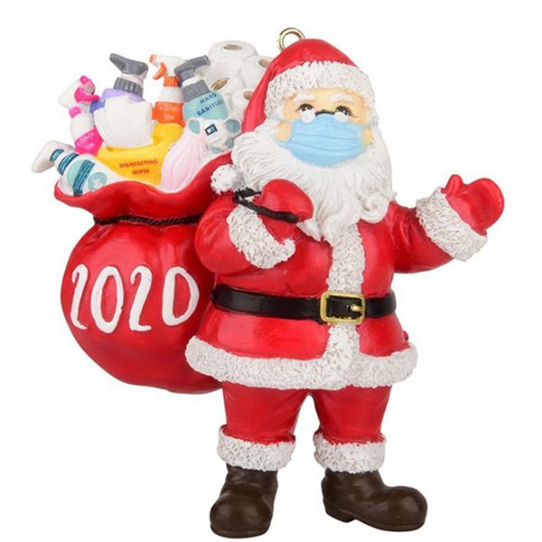 

2020 survivor resin santa claus christmas decoration christmas tree ornament mask snowman party decoration keychain christmas gift