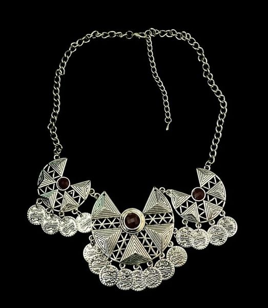 

tribal necklace long bib color gold belly dance statement necklace maxi oxidized chinese ethnic thailand turkish jewlery, Golden;silver