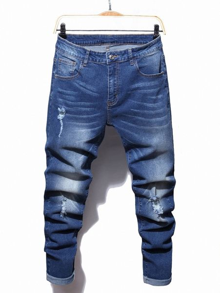 

romwe guys ripped washed jeans t9g3#, Blue