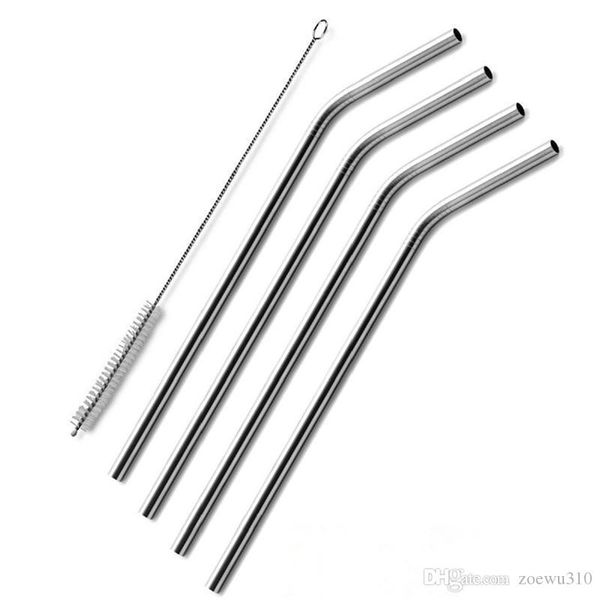 

stainless steel drinking straw set reusable straws metal drinking straw bar drinks party wine accessories straight&bent style dh0118