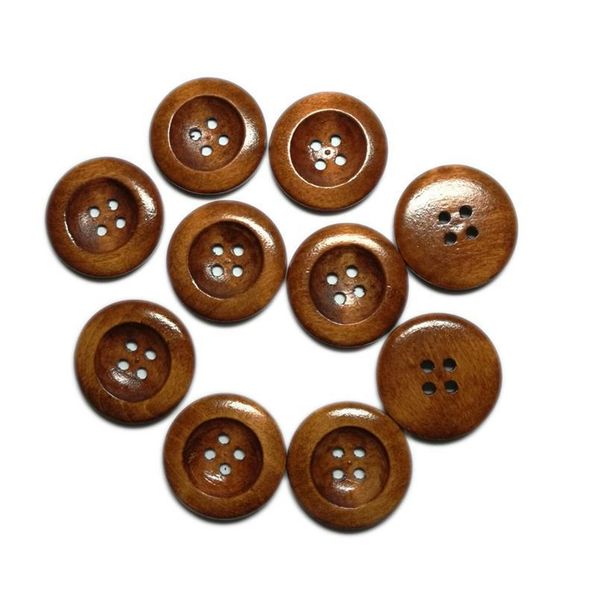 

50 pcs 25mm 4 holes thin edge natural wood pattern sewing wood buttons natural wood craft decorative acc bbyzux, Blike;white