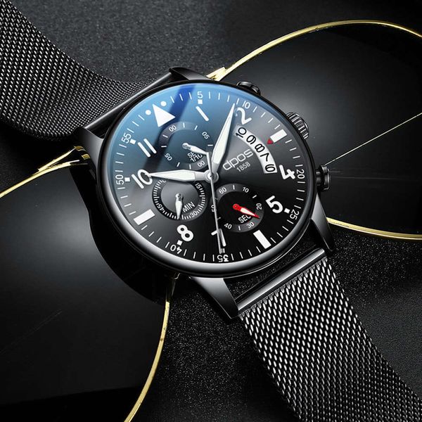 

trend student business men's quartz new luminous waterproof leisure fine steel mesh belt watch, Slivery;brown