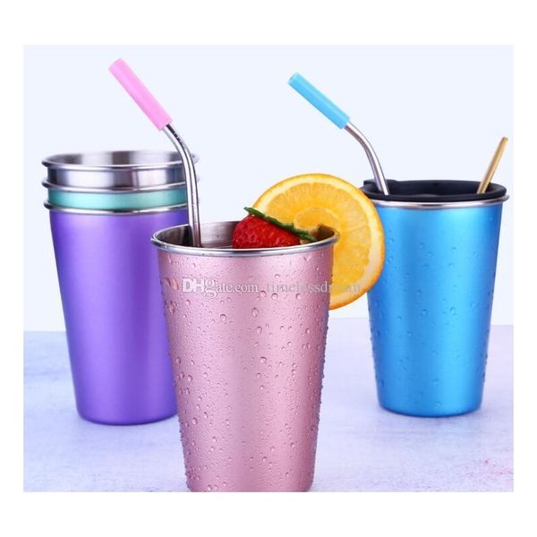 

ins style beer cup durable water cup colorful coffee mug stainless steel tumbler 5 colors to choose