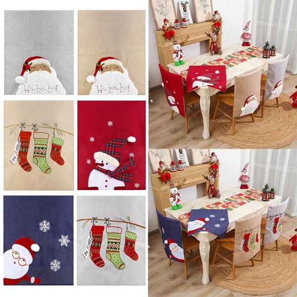 

christmas chair back cover santa socks chair protector for home new year decoration