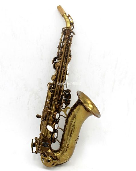 Neue Marke gebogenes Sopransaxophon B flach vermessingt professionelles Musikinstrument mit Gravuretui Kostenloser Versand