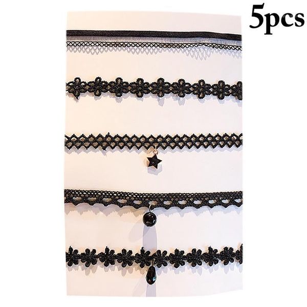 

chokers 5pcs women lace choker necklace set classic clavicle vintage necklaces collier for bijoux1, Golden;silver