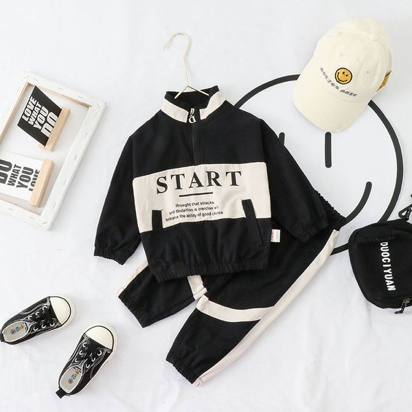 

children casual cloth suit spring kids boys girls cartoon coat pants 2pcs/sets baby toddler clothing infant sportswear 0-5 years y1107, White