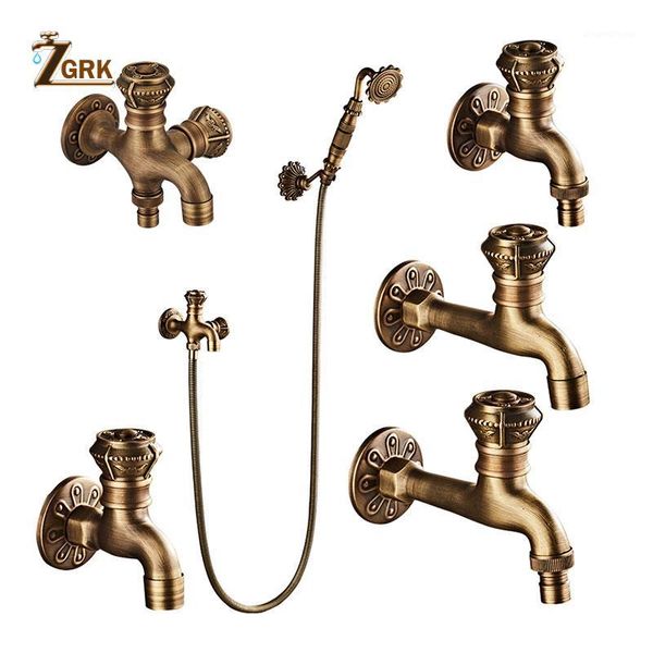 

zgrk bibcock faucet retro antique brass wall mounted bathroom washing machine faucet mop sink taps outdoor garden1