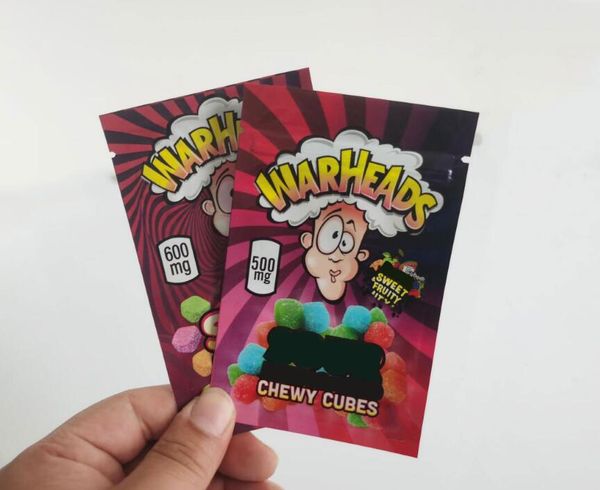 

500mg warheads bag selling sweet che wy cubes edibles gummies war heads can dy package bags mylar