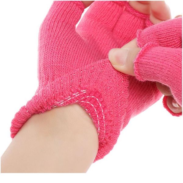 

fingerless glove pure color elastic knitted half finger mittens soft warm winter convenient touch screen typin jllqvt, Black