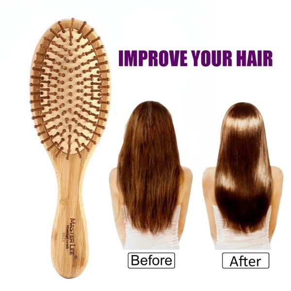 

hair brushes comb bamboo airbag massage health care solid wood carbonized cushion anti-static combs travel, Silver