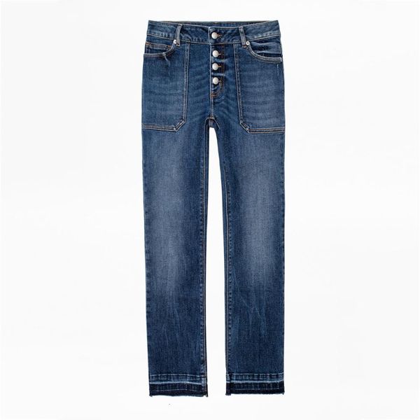

new buttons deep blue reto jeans women spring summer high waist pockets zippers cotton trousers casual vintage cozy pants 2021 1bo7, Black;white