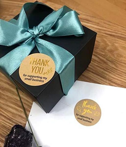 

foil thank for with kraft 500pcs gold sticker sticker labels handmade supporting shop business stickers for round my you small wmtge