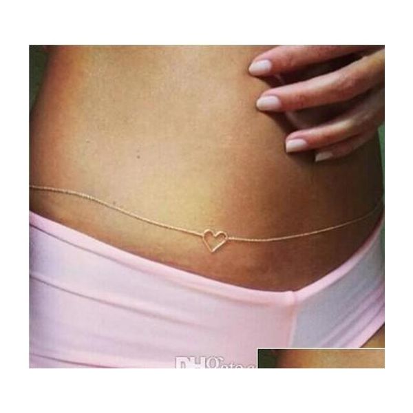 

bikini belly chain gold tone heart link beach waist body chain beach body waist chain sjpef, Silver