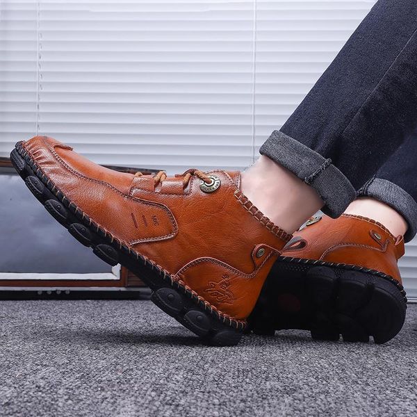 

breathable sapatos spring leather casual sneaker male man boots outdoor shoes shoe casuales mens for loafers masculino men, Black