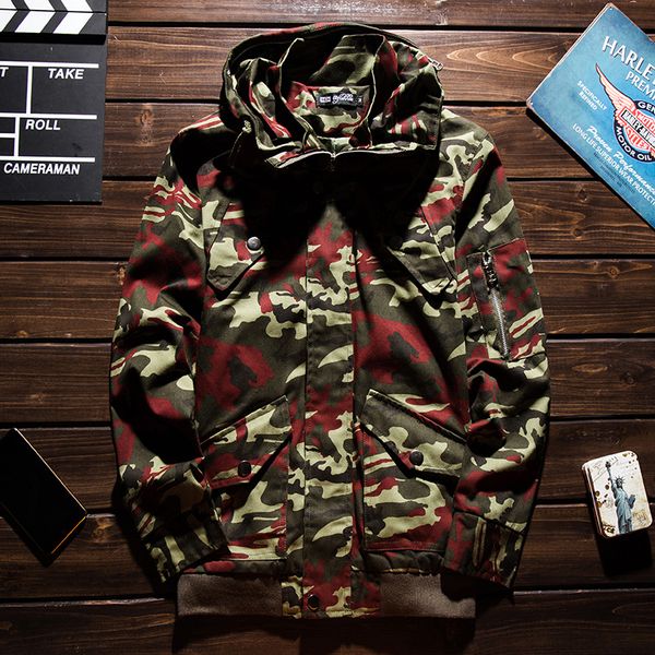 

mens winter coats fashion autumn mens jacket camouflage hooded zipper windbreaker casual men winter jacket 5 colors size m-3xl, Black