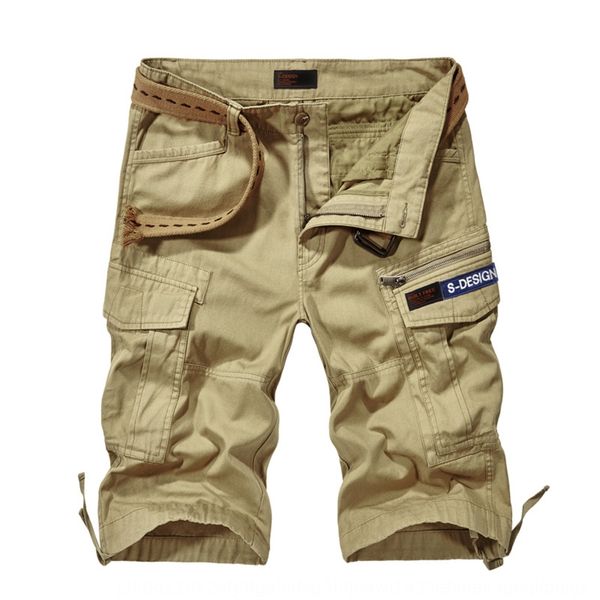 

1677 summer new loose large youth outdoor multi bag work clothes pure cotton casual work clothes casual pants shorts men's wear pants t, Blue