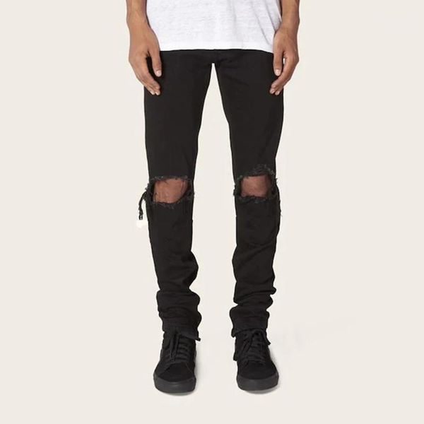 

black men's jeans fashion designer distressed denim jeans cotton fashion new men's slim printed stitching1, Blue