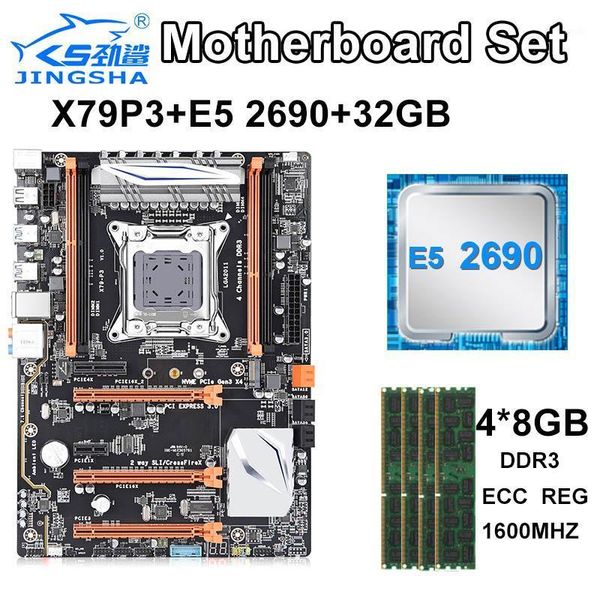 

jingsha x79p3 lga motherboard set quad channels with xeon e5 2690 and 4 * 8gb=32gb 1600mhz ddr3 ecc reg ram1