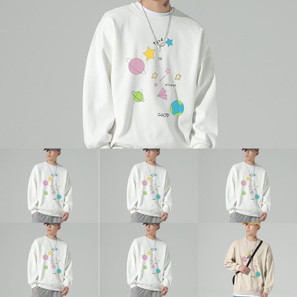 

lhdne new sweater of men's in autumn 2020 sweater sweaterloose and versatile thin round neck long student trend trend sleeve ins mosan, Black