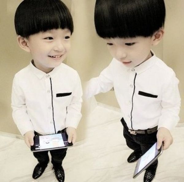 

boys' 2020 korean shirt spring and autumn baby long sve trend wear 3-year-old children's inch cloth, White;black