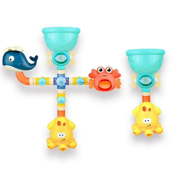 

kids swimming bathroom summer toys sets baby diy pipe bath water game giraffe crab model faucet infant shower water spray toy lj201019