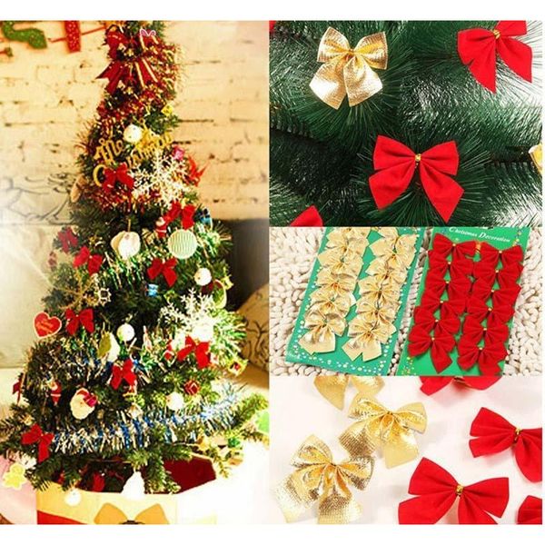 

bow tie for christmas tree decoration 12pcs/lot christmas pendant tree decoration baubles fashion new year sup jllkem lajiaoyard