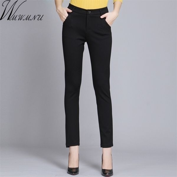 

wmwmnu women trousers work wear casual spring black pencil pants plus size 4xl female slim pants elastic pantalones mujer 201228, Black;white
