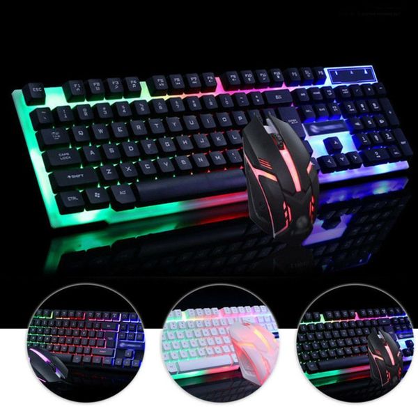 

led brilliant office computer, wired mechanical keyboard and mouse usb kit