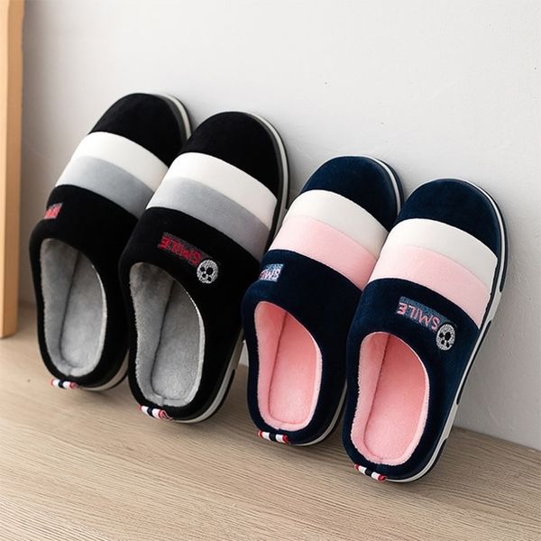 

casual slippers winter women furry flat warm plush soft striped slip on fashion classic home shoes female couple comfort y200424, Black
