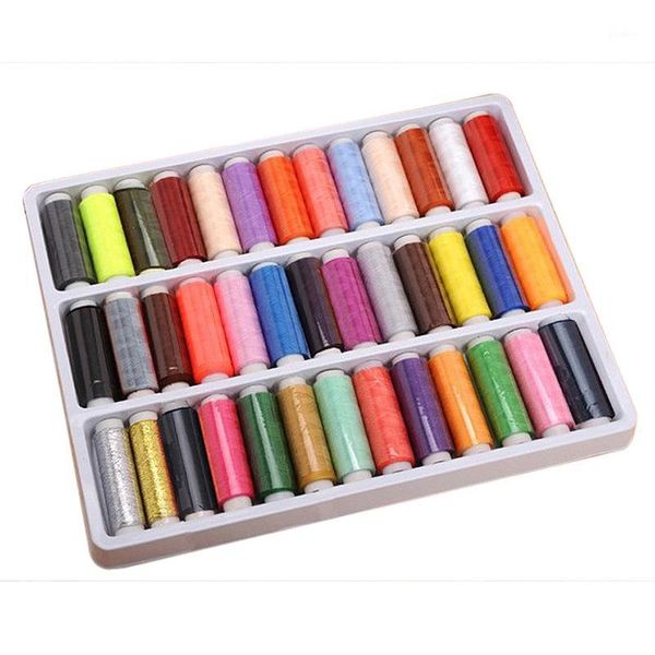 

new full color multicolor 39 rolls assorted colour spools cotton thread for sewing hand machine dropshipping linha para costurar1, Black;white