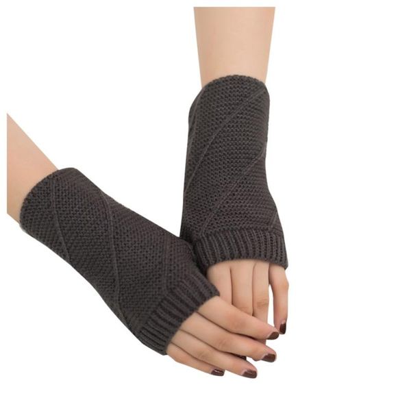 

five fingers gloves knitted long hand women' warm winter fingerless for female girl guantes invierno mujer luvas #t1p, Blue;gray