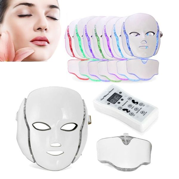 

7 color pdt light therapy face beauty machine led facial neck mask with microcurrent for skin whitening device ent