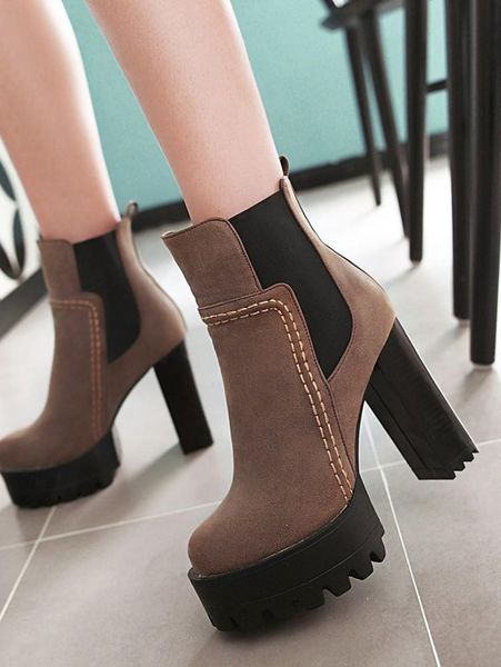 

lady boots women's rubber shoes rain platform round toe booties woman 2020 high heels luxury designer boots-women, Black