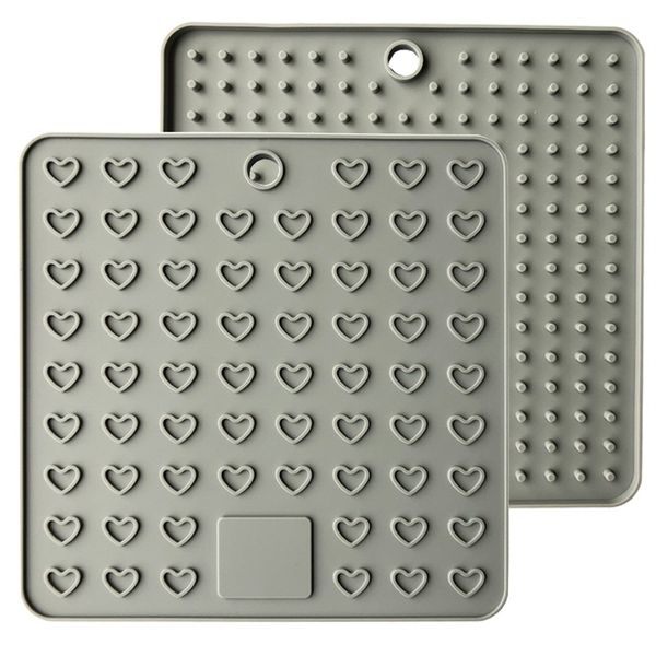 

heart square shap insulation pot mats silicone two sided large coaster drainage pads fit home table decoration multifunctional 6jm e1