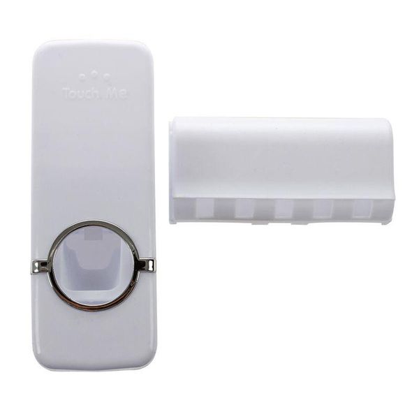 

white automatic toothpaste dispenser family toothbrush holder set