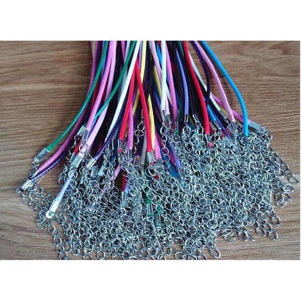 

colorful wax leather necklace strap buckle shrimp pendant jewelry components leather cord lanyard with chain diy sqckin queen66, White;red