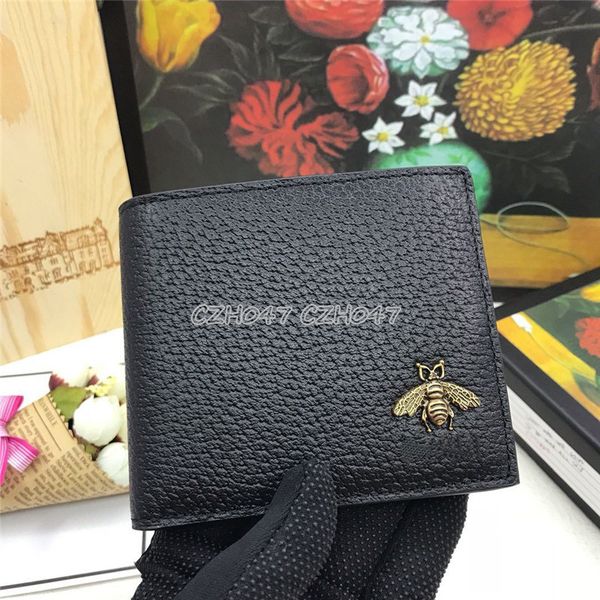 

men wallet leather with coin pocket business id credit card holder purse short letter with bee men wallet 49633, Red;black