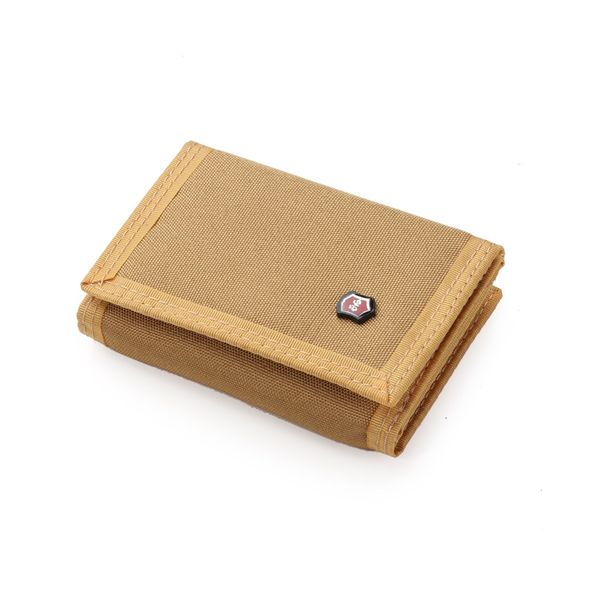 

men 3-fold coin purse solid color canvas wallet with fashion pack note compartment card holder, Red;black