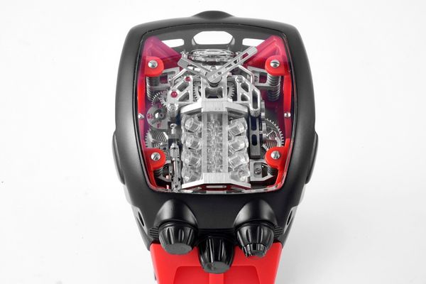 

bg factory2021's new 54x44x20mm wristwatch is inspired by a bugati supercar with a multi-functional mechanical sapphire mirror with a c, Slivery;brown