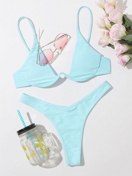 

underwire high leg bikini swimsuit 26i1#, White;black