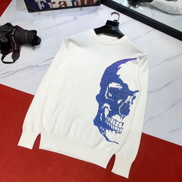 

super unique gradient diamond skull men's sweater pullover plus size sweatshirt1, White;black