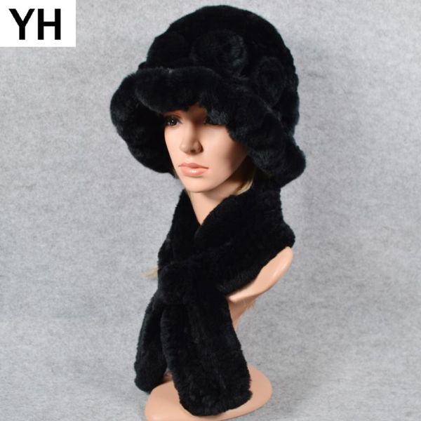 

горячая продажа knit real rex fur 2 шт наборы hat шарф женщина rex папаха шарфы природных пончо шляпы, Blue;gray