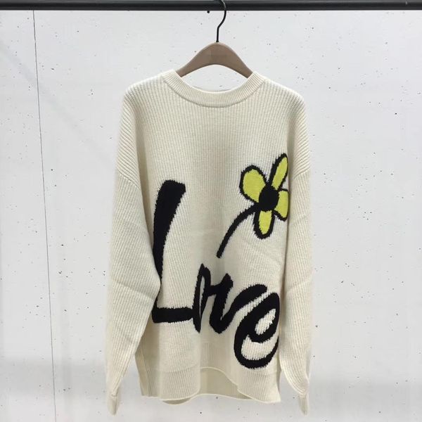 

2021 new floral solto de malha pulver camisola outono inverno estilo coreano mulher lixa, White;black